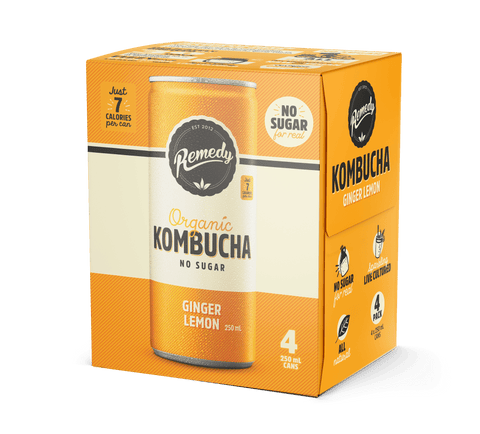 Ginger Lemon Organic Kombucha 4-pack