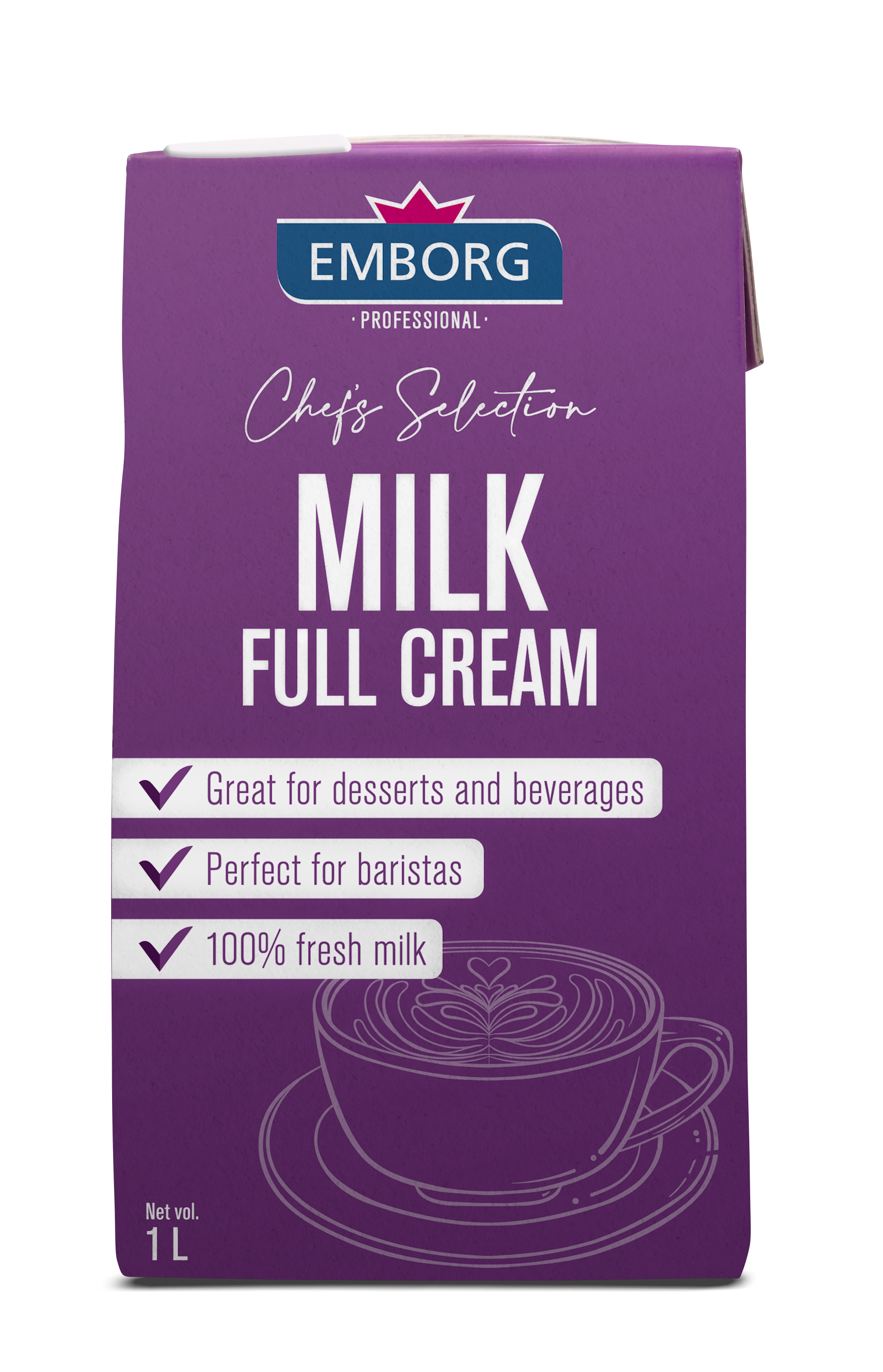 Emborg Full Cream Milk, UHT 3.0% Fat 1L x 12