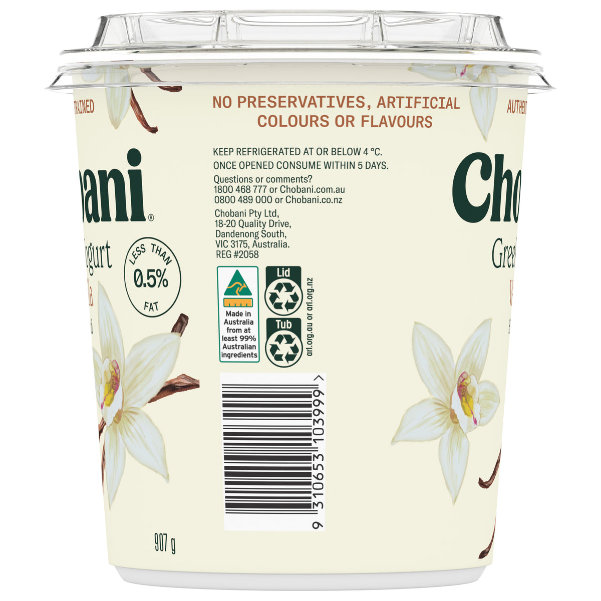 Chobani Tub Vanilla 907g