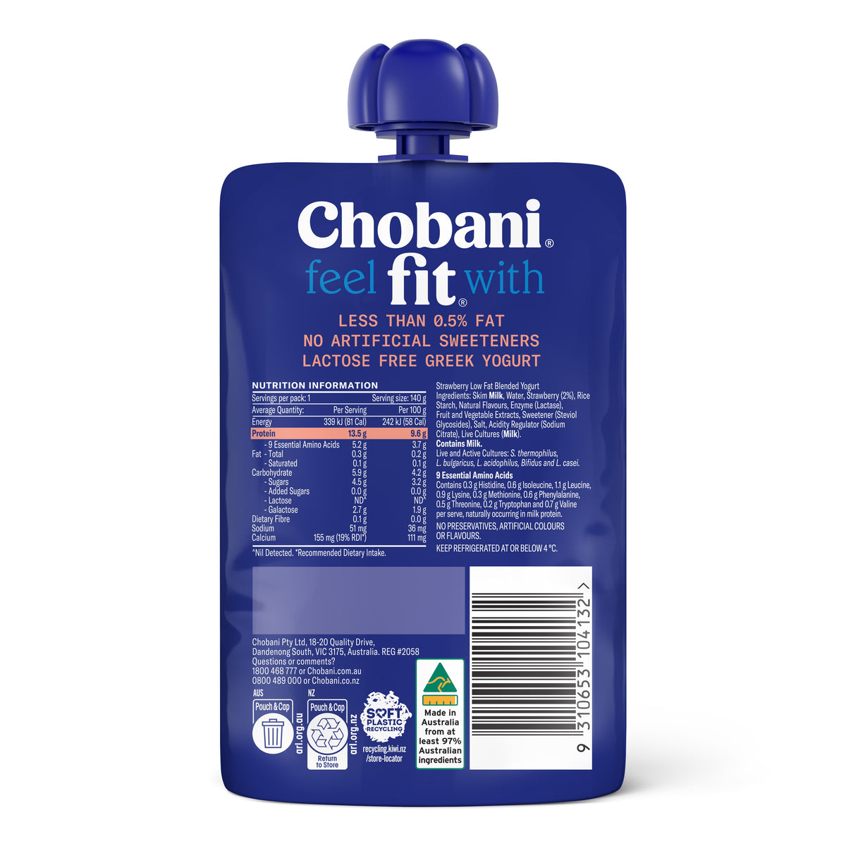 Chobani Fit Pouch Strawberry 150g