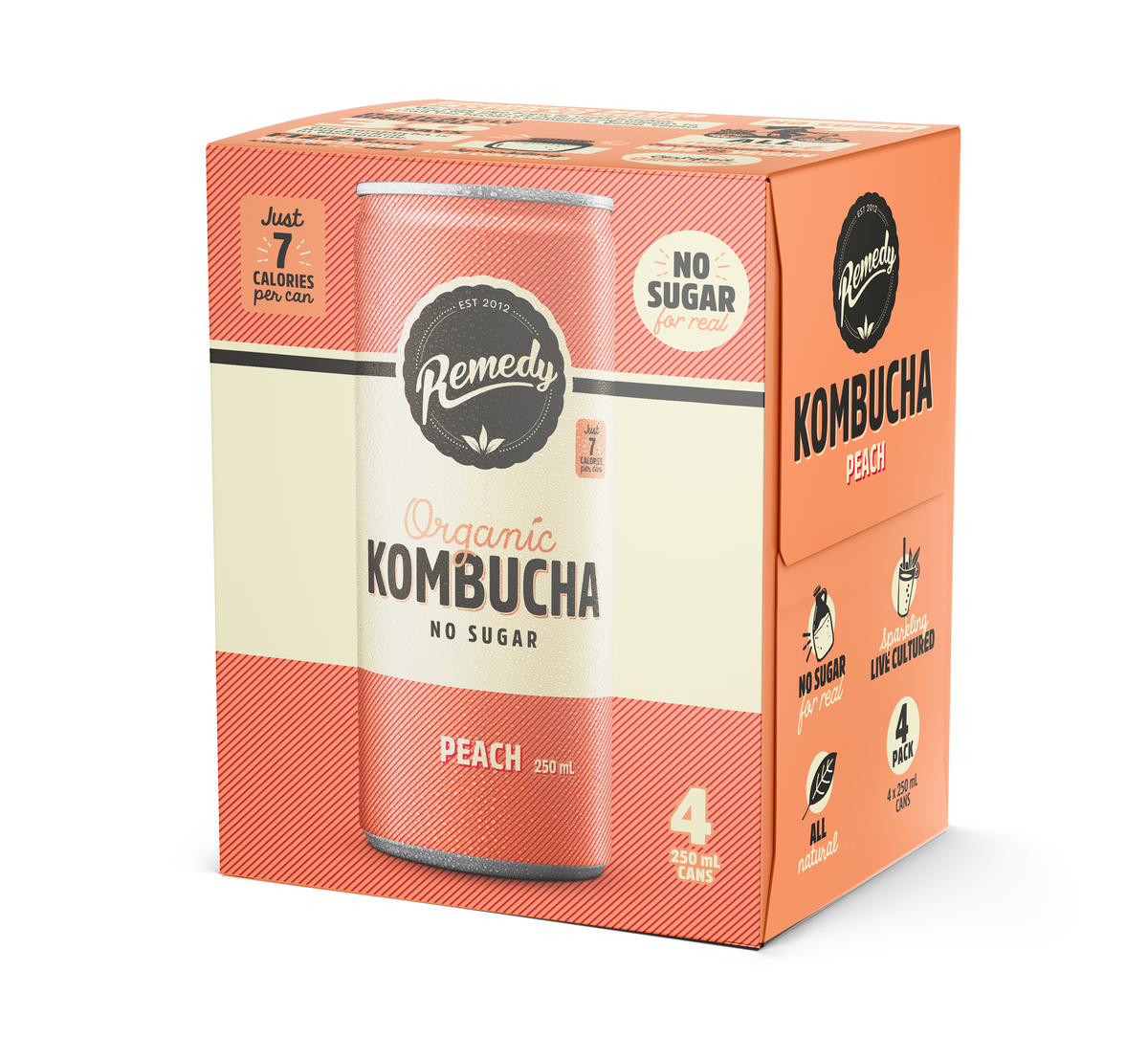 Peach Kombucha Can 4-pack