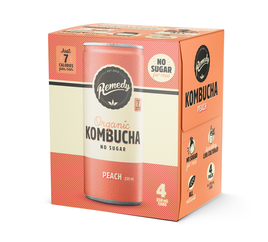 Peach Kombucha Can 4-pack