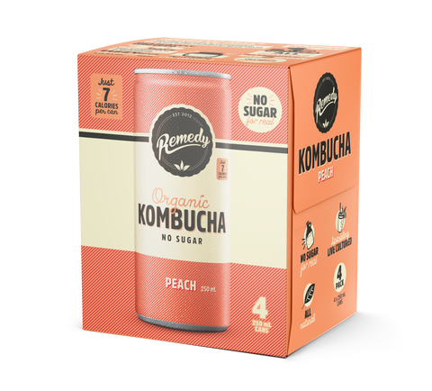 Peach Organic Kombucha 4-pack