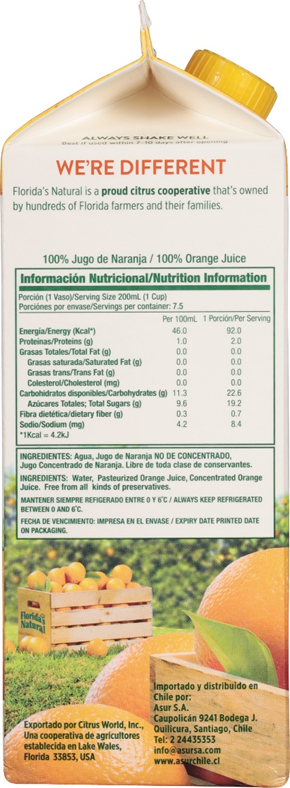 Floridas Natural Orange Juice  Most Pulp 520z