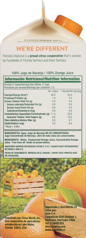 Floridas Natural Orange Juice  With Pulp 520z(Some Pulp)